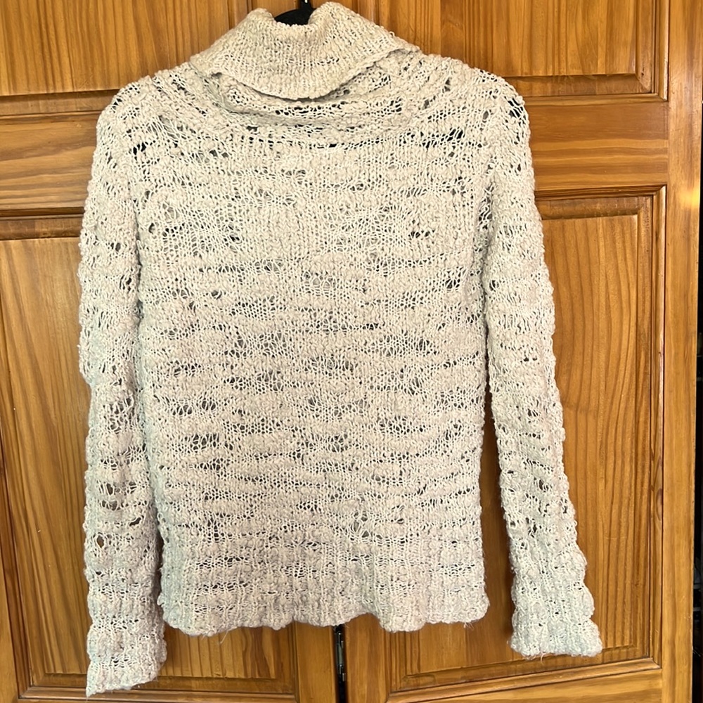 Between You And Me Beige Open Weave Cowl Neck Sweater Size Large View 3